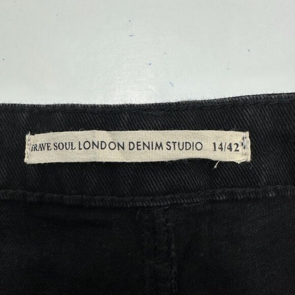 Brave Soul London Denim Studio Wide Leg Crop Raw Hem Women's size 14 Black jeans - Picture 3 of 5